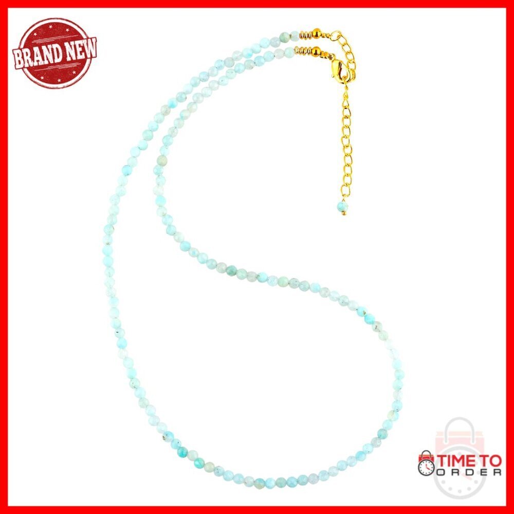 Dainty Choker Necklace with Natural Gemstone Beads, 14k Gold Plated Chain